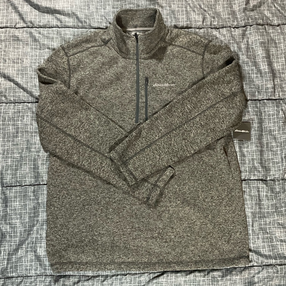 Eddie Bauer Radiator 1/2 Zip Mens Pullover Large Charcoal NWT
